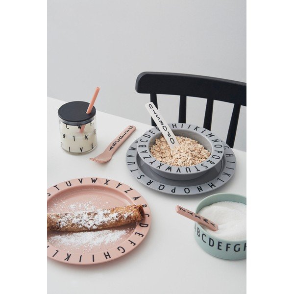 Laste sügav taldrik, hall, ø 15,5 cm Eat & Learn - Design Letters-image-1