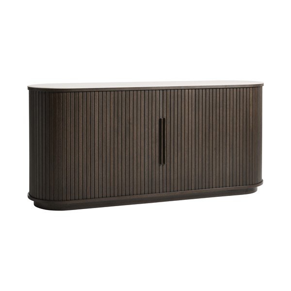Kummut keraamilise pealispinna ja lükandustega tumedas naturaalses värvitoonis 165x76x45 cm Enna - Unique Furniture