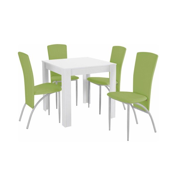 Set jídelního stolu a 4 zelených jídelních židlí Støraa Lori Nevada Duro White Green