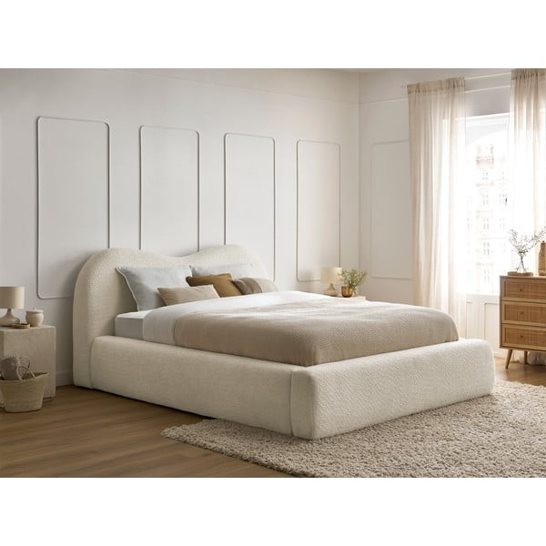 Beež polsterdatud kaheinimesevoodi koos panipaigaga 160x200 cm Orlane - Bobochic Paris-image-1