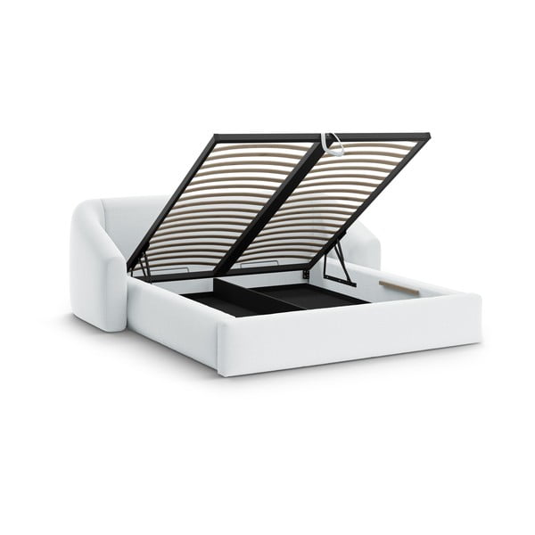 Helesinine polsterdatud kaheinimesevoodi, koos panipaiga ja restiga 140x200 cm Campi – Cosmopolitan Design-image-2