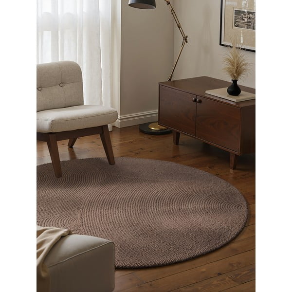 Taupe käsitsi kootud ümmargune villane vaip ø 200 cm Eleni Taupe - Hanse Home-image-1