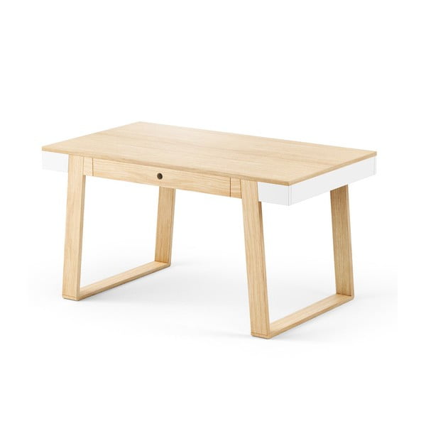 Jídelní stůl z dubového dřeva s bílými detaily Absynth Magh, 140 x 80 cm