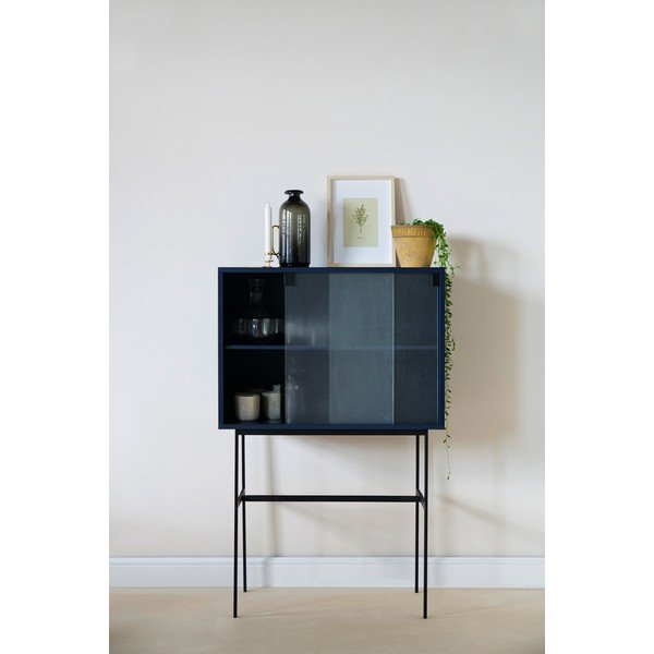 Tumesinine lükandustega vitriinkapp 70x109x40 cm Lekko - noo.ma-image-1