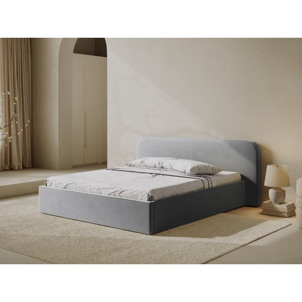 Helehall polsterdatud kaheinimesevoodi koos panipaiga ja voodipõhjaga 200x200 cm Elizabeth - Micadoni-image-1