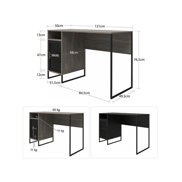 Töölaud 50x121 cm Purdue - Støraa-image-2