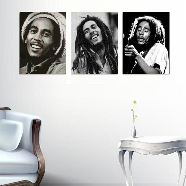 3dílný obraz Bob Marley, 45x90 cm
