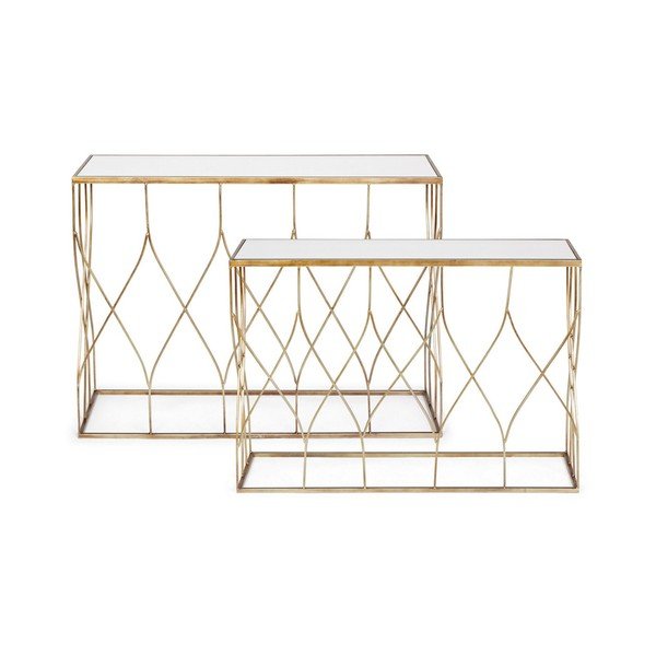 Konsoollauad 2-osalise komplektiga, kuldse klaasist pealispinnaga, 33x104 cm Elenor - Bizzotto-image-3