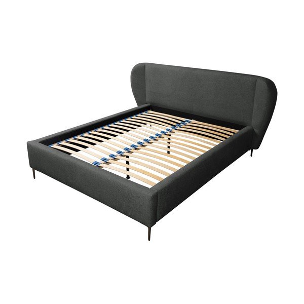 Tumehall polsterdatud kaheinimesevoodi koos voodipõhjaga 160x200 cm Makana - Makamii-image-2