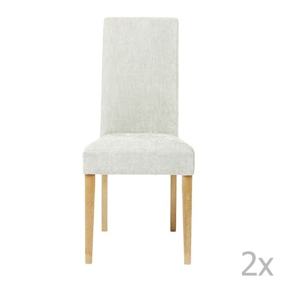 Sada 2 světle šedých jídelních židlí s dřevěným podnožím Kare Design Shine