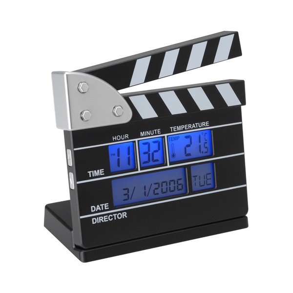 Budík ve tvaru filmové klapky Le Studio Clapper Mini Alarm Clock