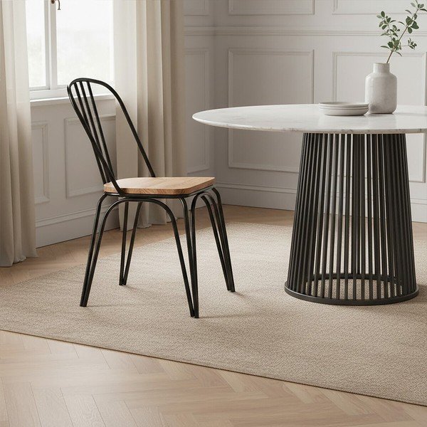 Mustast jalakast söögitool District - Premier Housewares-image-3