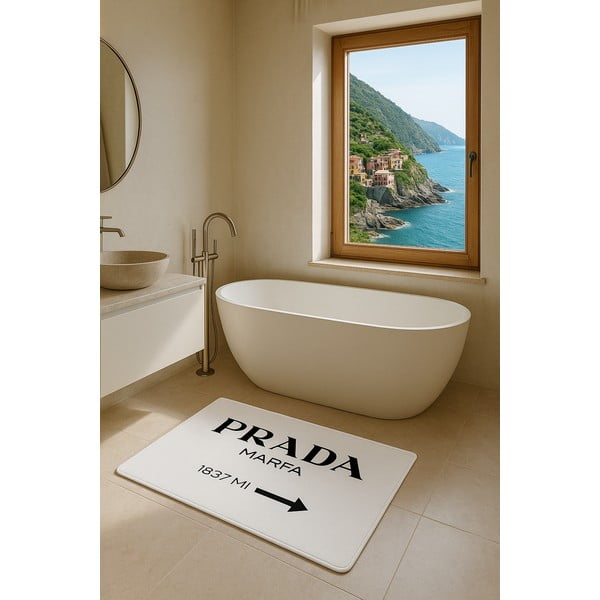 Valge sametist vannitoavaip 60x100 cm Prada – Mila Home-image-1