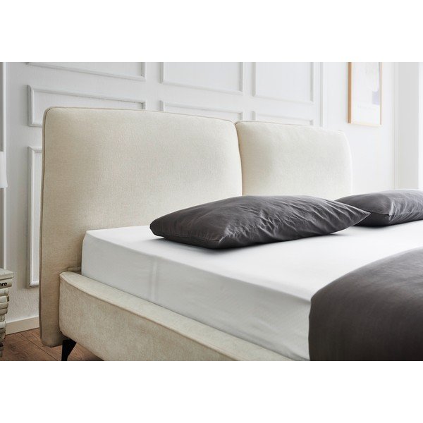Elevandiluu värvi polsterdatud kaheinimesevoodi ilma liistudest raamita 180x200 cm Infinity - Meise Möbel-image-1