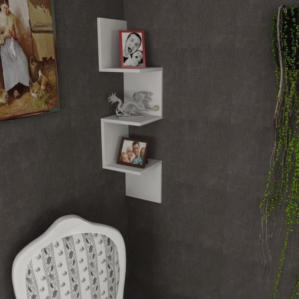 Bílá nástěnná knihovna s policemi Corner-image-1