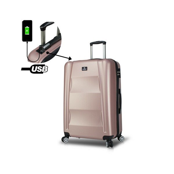 Růžový cestovní kufr na kolečkách s USB portem My Valice COLORS LASSO Pilot Suitcase-image-3