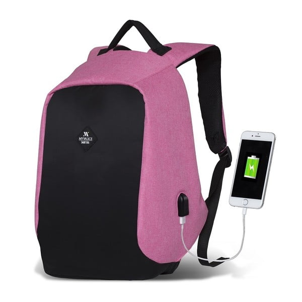 Must ja roosa USB-portiga seljakott My Valice SECRET Smart Bag - Myvalice