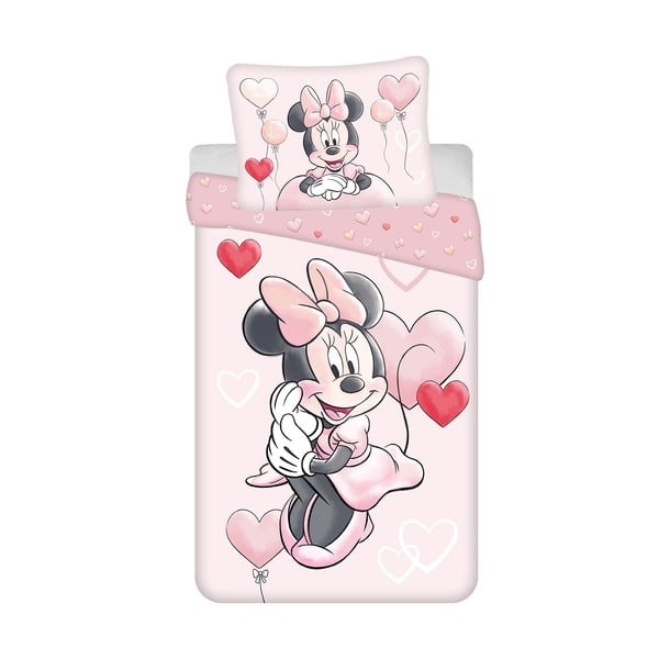 Roosa puuvillane laste voodipesu 140x200 cm Minnie "Balloon" - Jerry Fabrics