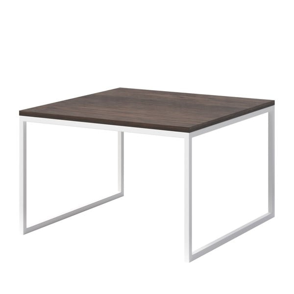 Konferenční stolek s tmavou deskou z dubového dřeva s bílým podnožím MESONICA Eco, 70 x 70 cm