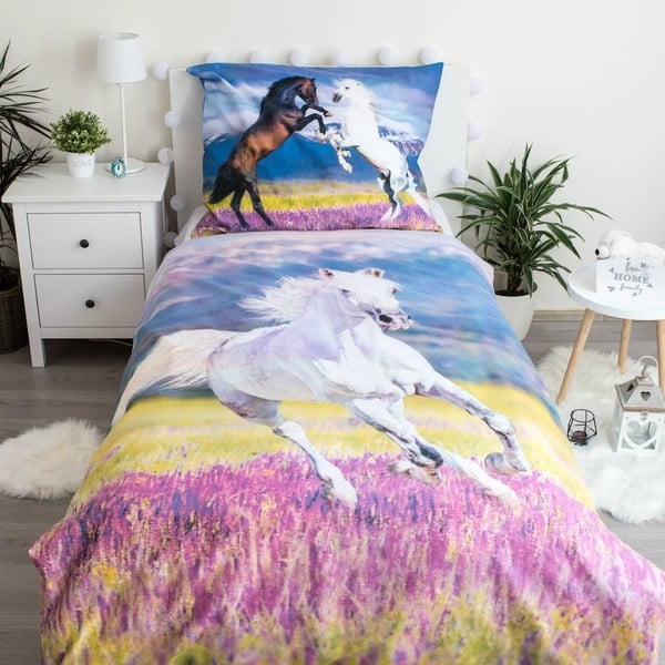 Puuvillane laste voodipesu 140x200 cm Horse "Meadow" - Jerry Fabrics-image-1