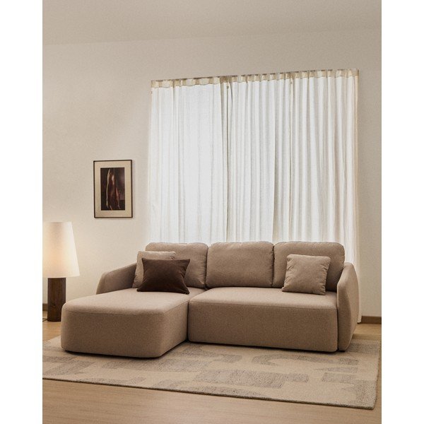 Beež šenillist nurgadiivanvoodi (parem nurk) Laira - Kave Home-image-1