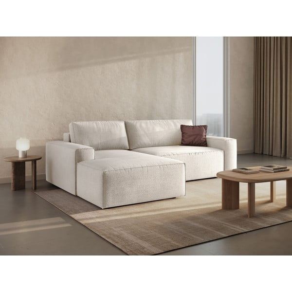 Valge bukleekangast nurgadiivanvoodi (vasak nurk) Jodie - Micadoni Home-image-1