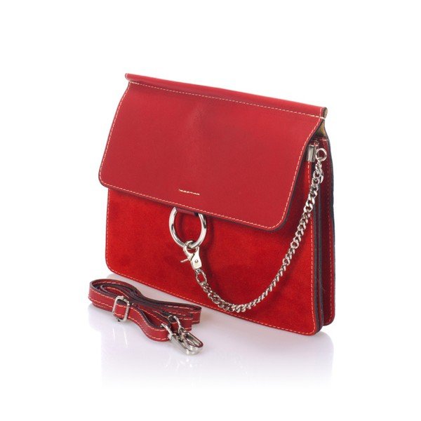 Červená kožená kabelka Markese Staia-image-2