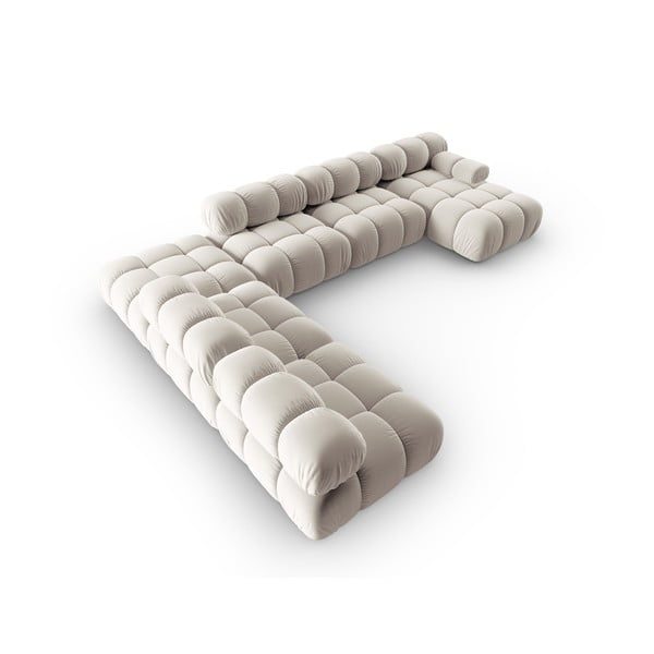 Beež sametist modulaarne nurgadiivan (vasak nurk/"U") Bellis – Micadoni -image-4