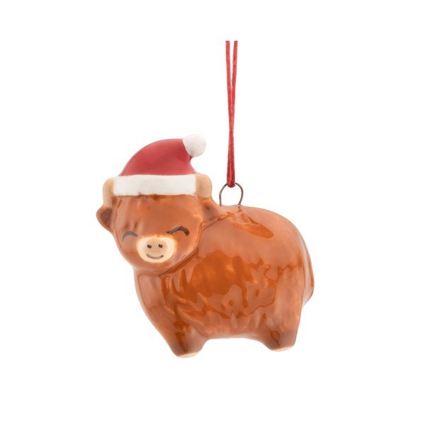 Keraamiline jõuluehe, 4,5 cm Highland Cow – Sass & Belle