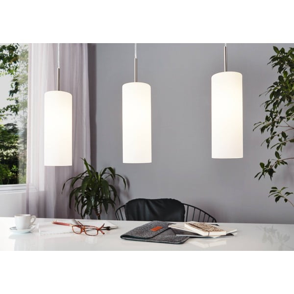 Valge-hõbedane rippvalgusti klaasist varjuga TROY 3 - EGLO-image-1