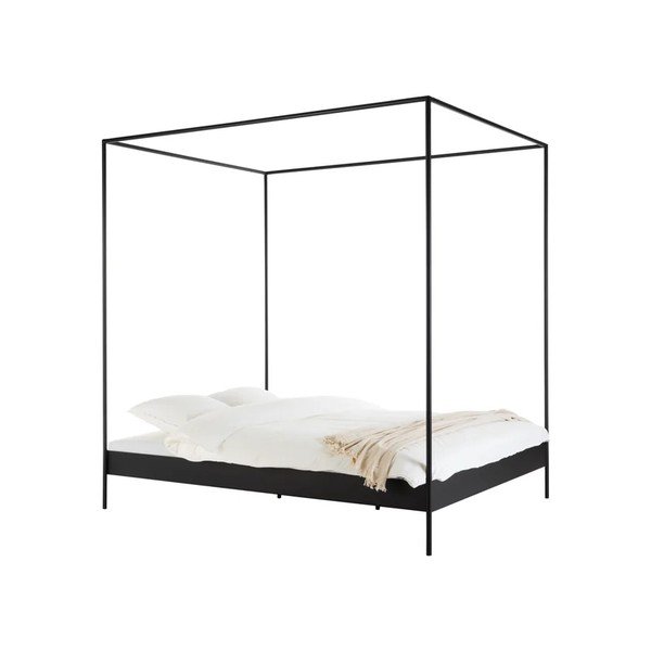 Must terasest kaheinimesevoodi ilma peatsita/varikatusega ja liistudest raamiga 140x200 cm Eton - noo.ma
