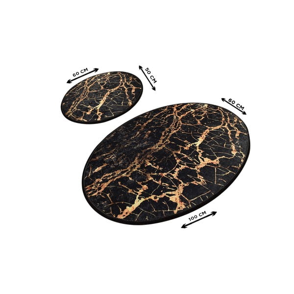 2 mustast ovaalsest vannitoavaibast koosnev komplekt Kuldne marmor - Foutastic-image-2