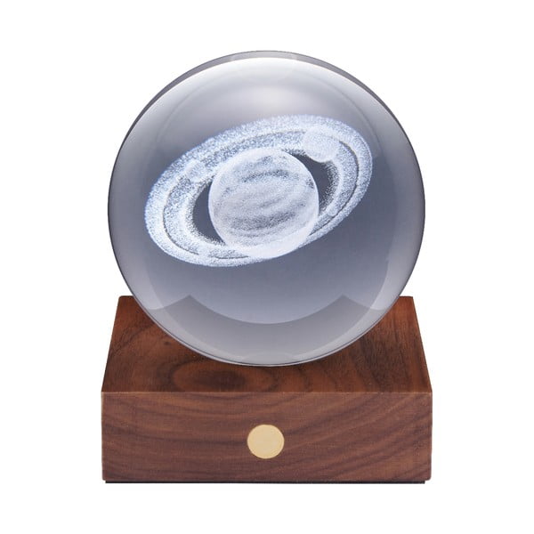 Tumepruun pähklipuidust LED dimmerdatav laualamp klaasist varjuga (kõrgus 12 cm) Amber - Gingko