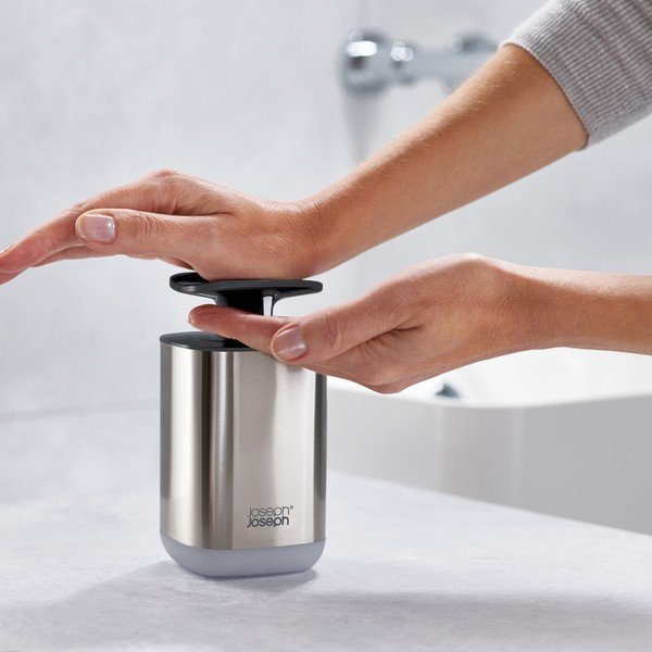 Läikiv hõbedane roostevabast terasest seebidosaator 250 ml Presto Steel - Joseph Joseph-image-2