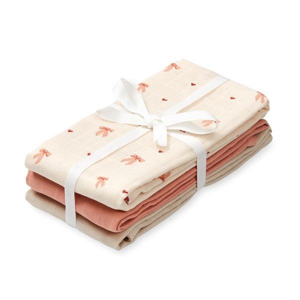 Roosad/beežid musliinmähkmed 3 tk 70x70 cm Bows - Cam Cam Copenhagen