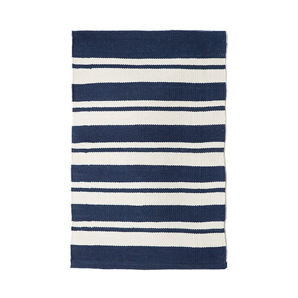 Modrý bavlněný ručně tkaný koberec Pipsa Navy Stripes, 60 x 90 cm