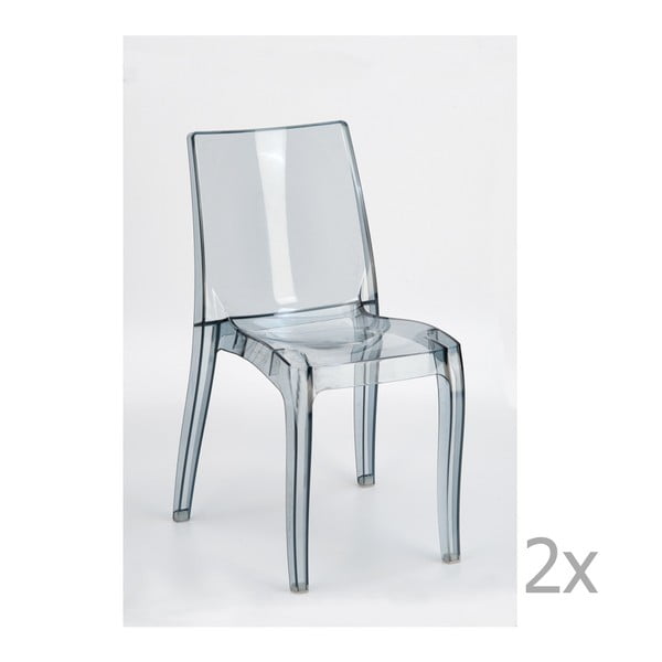 Sada 2 šedých jídelních židlí Castagnetti Cristal