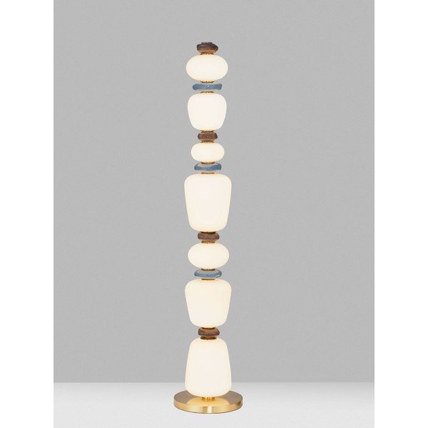 Valge/kuldse värvi metallist LED-põrandalamp portselanist/klaasist varjuga, hämardatav (kõrgus 130,5 cm) Palo - Nova Luce-image-1
