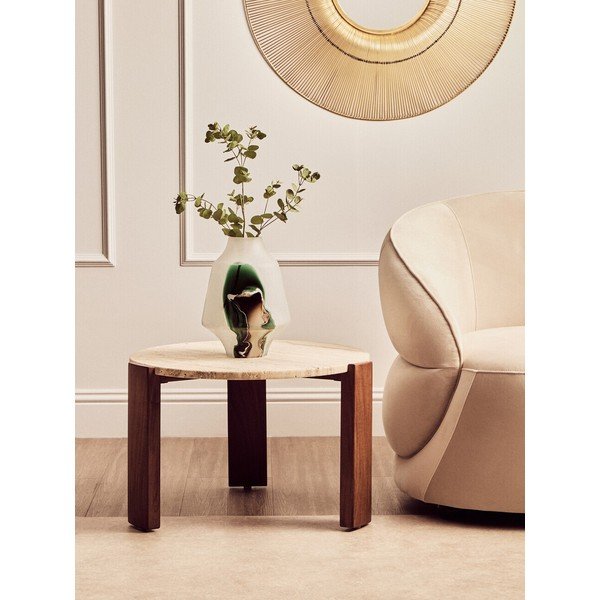 Pruun/hele naturaalne ümmargune kohvilaud marmorist pealispinnaga ø 60 cm Palermo - Premier Housewares-image-1