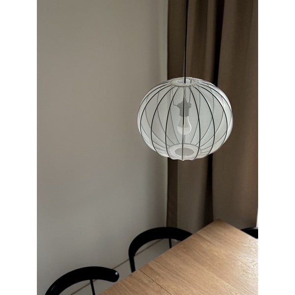 Valge rippvalgusti tekstiilist varjuga ø 52 cm Mellow - Candellux Lighting-image-1