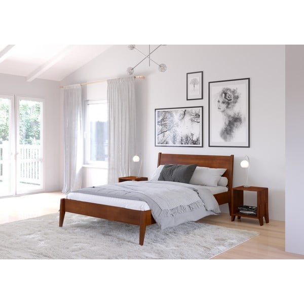 Pruun-puiduvärvi pöögipuidust kaheinimesevoodi 140x200 cm Visby Radom – Skandica-image-3