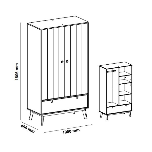 Hall laste riidekapp männipuidust jalgadega Kiara - Marckeric-image-4