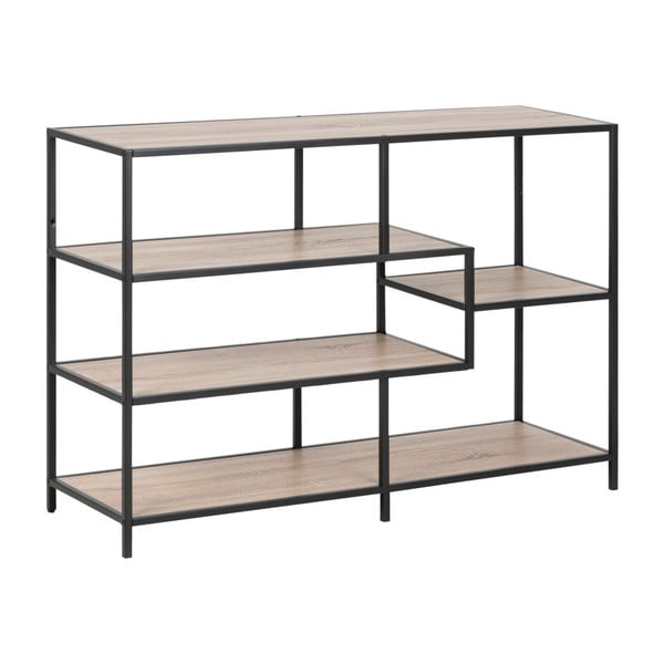 Must/loomulik tammepuust raamaturiiul 114x78 cm Seaford - Actona-image-2