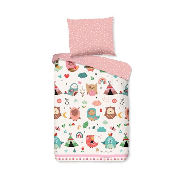 Roosa puuvillane laste voodipesu 100x135 cm Wise - Good Morning