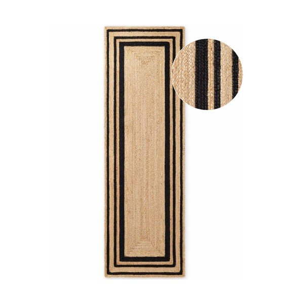 Must/naturaalne käsitsi kootud džuudist jooksja 70x200 cm Jutta - Hanse Home