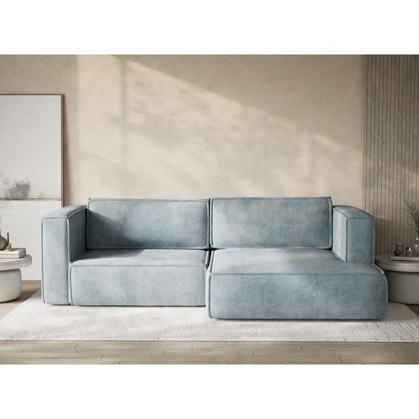 Helesinine šenilldiivanvoodi/panipaigaga nurgadiivan (parem nurk/diivanvoodiga) Velto - Maison de Rêve-image-1