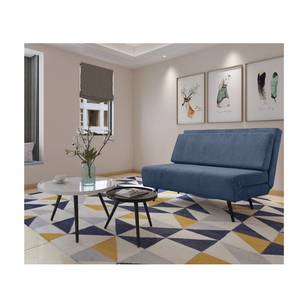 Sinine velvetist diivanvoodi 140 cm Mallory - Støraa-image-3