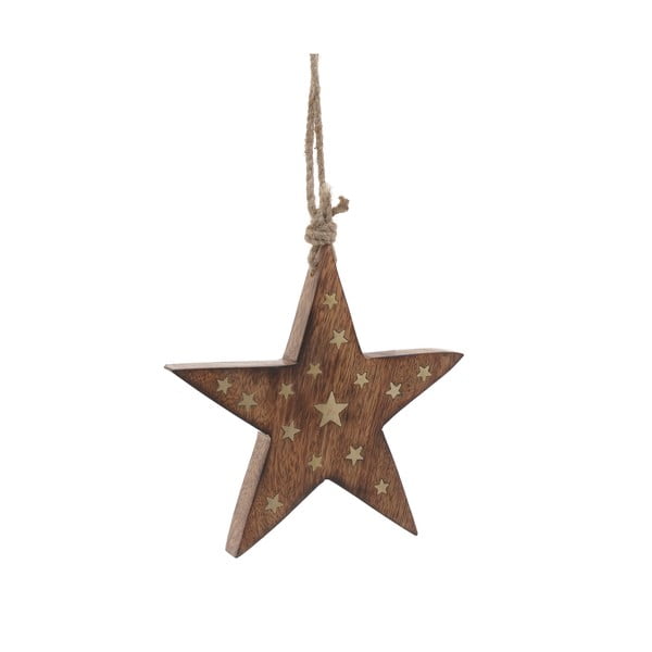Vánoční dřevěná závěsná dekorace ve tvaru hvězdy InArt Stefano