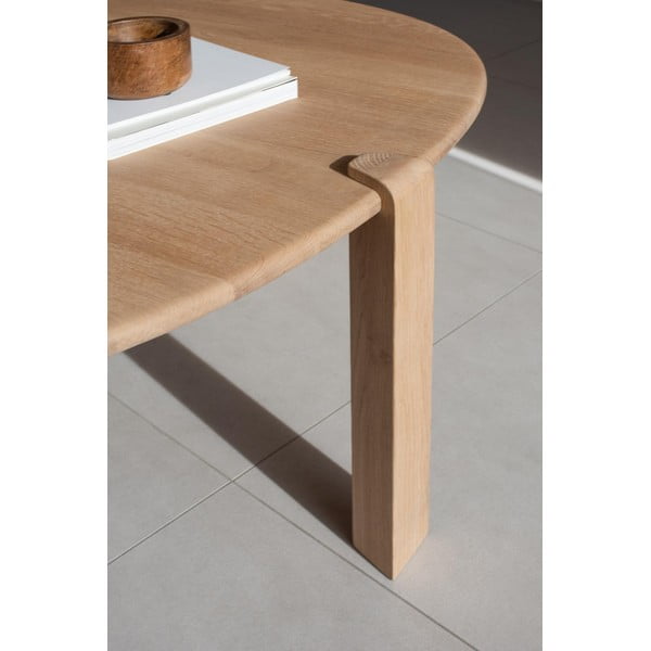 Ümmargune tammepuidust diivanilaud ø 100 cm Kulin - Gazzda-image-2