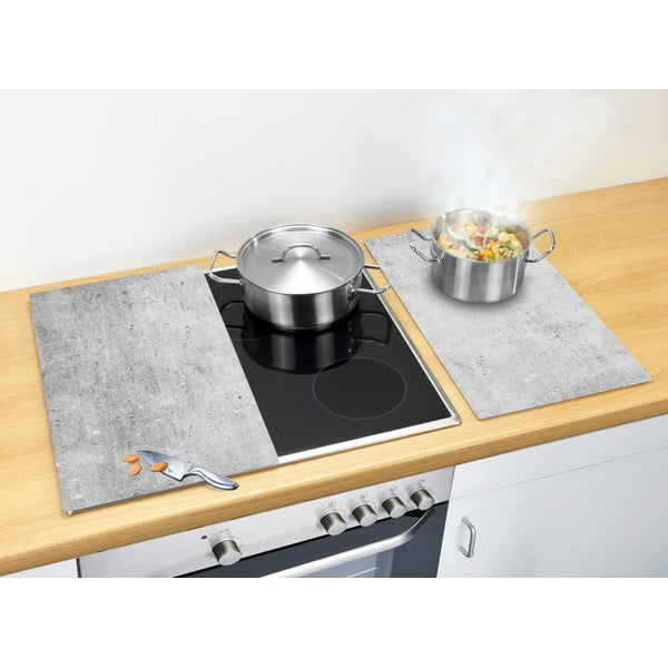 Karastatud klaasist katte komplekt pliidi äärde 2tk 52x30 cm Concrete - Allstar-image-1